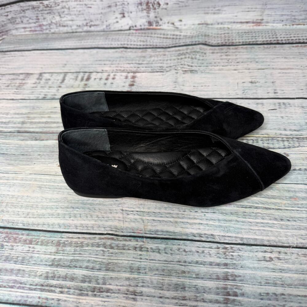 Birdies Goldfinch Suede Ballet Flat Pointed Toe Black 5 - Picture 2 of 4